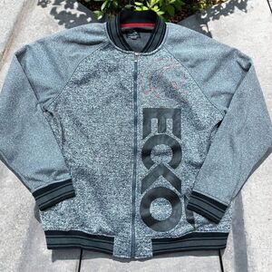 Ecko Unltd. Vintage Y2K Streetwear Full Zip Large Logo Sweatshirt Grey Black XL